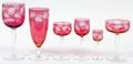 FLASHED CRANBERRY GLASS STEMWARE 23 PIECES