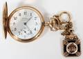 WFNORRIS GOLD COLOR POCKET WATCH  ENAMEL FOB