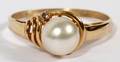14KT YELLOW GOLD PEARL AND DIAMOND RING SIZE 9 34