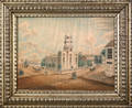 Elaborate watercolor Harrisburg street scene dated 1857