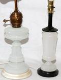 OPALINE GLASS LAMPS 19TH C TWO OVERALL
