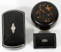 PAPIER MACHE SNUFF BOXES 19TH C THREE