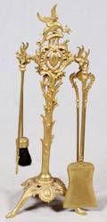 MURDOCK PARLOR GRATE CO BRONZE FIRE TOOL SET STAND