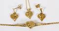 14KT YELLOW GOLD NECKLACE BRACELET  PAIR OF EARRINGS