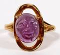 14KT YELLOW GOLD W CARVED AMETHYST RING