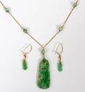 JADE PENDANT W CHAIN  PAIR OF EARRINGS