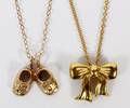 YELLOW GOLD NECKLACE RIBBON PENDANT  SHOE PENDANT