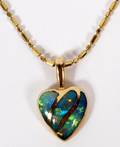 KABANA 14KT GOLD  OPAL HEART PENDANT NECKLACE