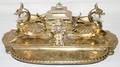 101089 VICTORIAN BRASS INK STAND LATE 19TH C H 7