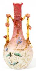 ENGLISH PEACHBLOW GLASS  ENAMEL VASE C 1890