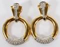 DIAMONDS  14KT YELLOW GOLD DANGLE EARRINGS PAIR