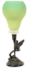 ENGLISH SATIN GLASS TUFTS SILVERPLATE FIGURAL VASE