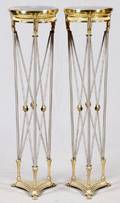 FRENCH EMPIRE STYLE MARBLE TOP PEDESTALS PAIR