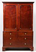 GEORGE III MAHOGANY LINEN PRESS EARLY 19TH C