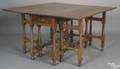 New England William  Mary butternut gateleg table mid 18th c