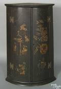 George III Japanned hanging corner cupboard