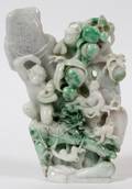 CHINESE CARVED JADE MONKEY GROUP