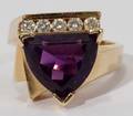 021176 14KT GOLD TRILLIUM AMETHYST  DIAMOND RING