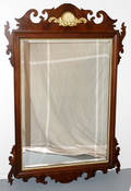 082122 MAHOGANY CHIPPENDALE STYLE BEVELED MIRROR