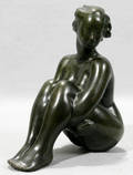 082097 BRONZE SCULPTURE SEATED NUDE
