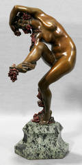 082095 BRONZE SCULPTURE FEMALE NUDE W GRAPE VINE