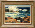 082092 KEN GORE OIL ON CANVASSBOARD ROCKY COASTLINE