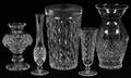 WATERFORD CRYSTAL VASES  CANDLEHOLDER FIVE PIECES