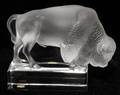 LALIQUE BISON FROSTED GLASS PAPERWEIGHT