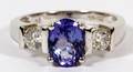 TANZANITE RING GOLD SETTING W ACCENT DIAMONDS