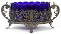 EUROPEAN COBALT GLASS  SILVERPLATE CENTERPIECE