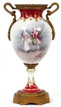 FRENCH PORCELAIN  GILT METAL MOUNTED URN C 1900
