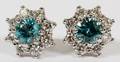 WHITE GOLD NATURAL BLUE ZIRCON  DIAMOND EARRINGS