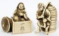 021231 JAPANESE IVORY FIGURAL NETSUKE 2 SIGNED
