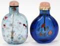 021204 CHINESE BLUE GLASS SNUFF BOTTLES TWO