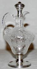 091281 STERLING SILVER  CUT CRYSTAL CRUET H65