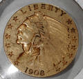 082138 US INDIAN HEADEAGLE GOLD COIN 250 C1908P