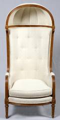 CARVED WALNUT  UPHOLSTERED PORTER CHAIR