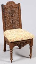 INDIAN CARVED SHEESHAM WOOD SIDE CHAIR