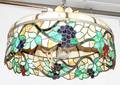 010175 LEADED GLASS HANGING SHADE H 13 DIA 26