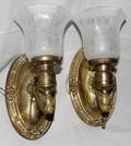 010183 BRASS SCONCES WITH GLASS GLOBES PAIR