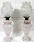091307 GLASS OIL LAMPS C1880 PAIR H24 GREECE