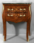 082201 LOUIS XV STYLE TULIPWOOD MARBLE TOP COMMODES