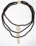 YELLOW GOLD MOTHEROFPEARL  ONYX BEAD NECKLACE