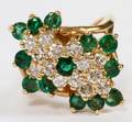 1CT DIAMONDS  130CT EMERALDS COCKTAIL RING