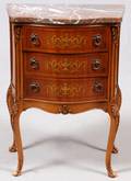 FRENCH FRUITWOOD HAND PAINTED  MARBLE TOP COMMODE