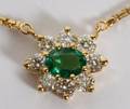 1CT NATURAL EMERALD  1CT DIAMONDS NECKLACE