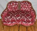010230 FRENCH STYLE CARVED WALNUT  UPHOLSTERED SETTEE
