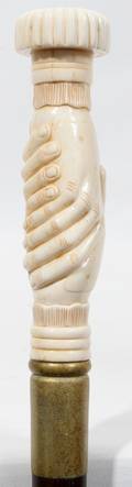 101320 SIMULATED IVORY HAND GRIPWOOD WALKING STICK
