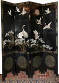091357 CHINESE BLACK LACQUER SCREEN H72 W64