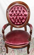 091337 VICTORIAN WALNUT LADYS CHAIR W SILK